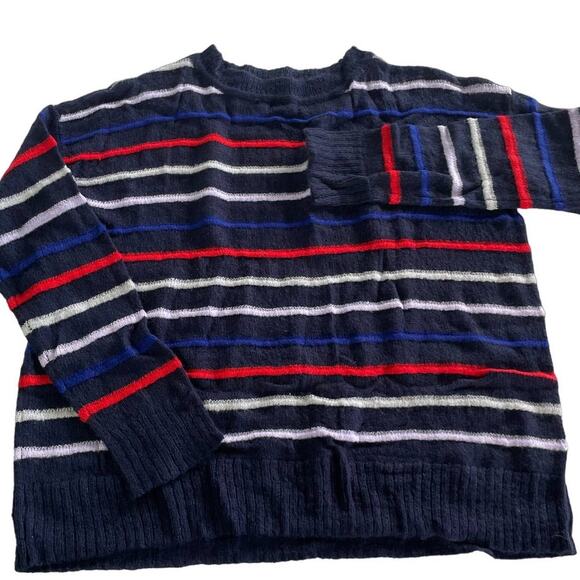 Court & Rowe Sweater Womens Small Black Red Blue Amelia Stripe Oversized Slouchy - Picture 2 of 9